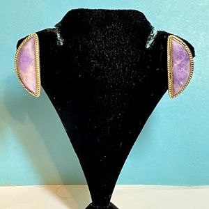 Sterling Charoite Clip On Earrings